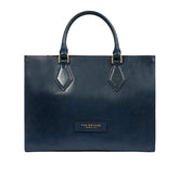 Borsa a mano in pelle con tracolla removibile Ida, Blu Oltremare